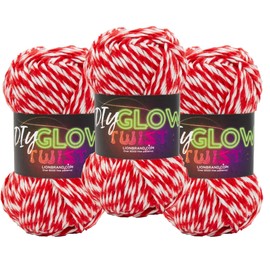 Lion Brand DIY Glow Twist Yarn, Yarn for Knitting, Crocheting, and Crafts, Red, 3 Pack