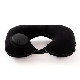 Neck Pillow, U-Shaped, Manual Press Type, Inflatable, Lightweight, Foldable, Compact Storage, Portable, Convenient for Airplanes, Offices, Cars, Bullet Trains, Travel, Nap Pillow (Black)