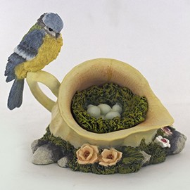 Fiesta Studios Blue Tit on a Jug Ornament Original Collectable Figurine by Barrie Gittens - 8.5cm