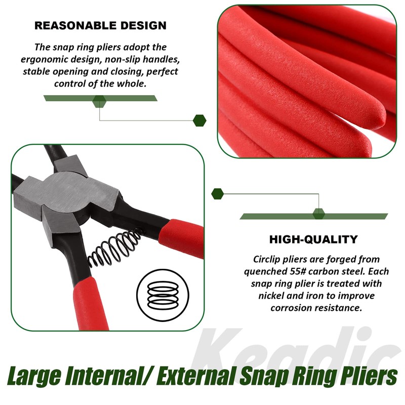 Keadic 8 Pcs 13" Internal External Snap Ring Pliers Set