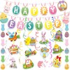 45 Pcs Happy Easter Banners Garland Easter Decorations for Office