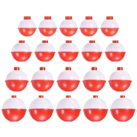 PATIKIL 1/1.25/1.5/2 Inch Fishing Bobber Bulk, 20 Pack Hard ABS Push Button Round Buoy Float Bobber Tackle, Red and White