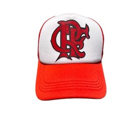 Flamengo Soccer Club Trucker Hat, Red and White Mesh Snapback Cap, Unisex