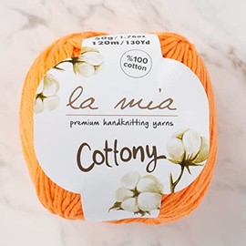 3 Skein La Mia Cottony 100% Cotton Baby Yarn,Each 1.76 Oz (50g) / 131 Yrds (120m) Super Soft, Dk Light,Turkish Yarn (Orange, 3-Skein)