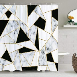FAIRYGATE White Shower Curtains for Bathroom Wet Room Bath Extra Wide Marble Effect Long Shower Curtain Anti Mould Proof Resistant Waterproof Fabric B8906