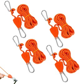 Set of 4 Rope Ratchet Set, Storm Band for Awning Guy Ropes Camping Robust and Durable, Awning Tensioner Colour Product Orange, Suitable Tent Tensioner for Hiking, Camping, Climbing