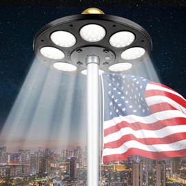 Aurolit Flagpole Light Solar Powered,Auro 5 Flag Pole Light 136 LED for 15-25 Ft Poles,12 Hour Dusk to Dawn Auto On/Off,Spectacular Aurora Lighting on Outdoor Pole Top