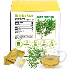 Soilmount 100% Natural Leaf of Arborvitae,Thuja Leaf Wild Harvested,(Green leaf of Arborvitae/Thuja/측백엽/侧柏叶/Ce bai ye) Non-GMO, Caffeine-Free,18 Bleach-Free Tea Bags