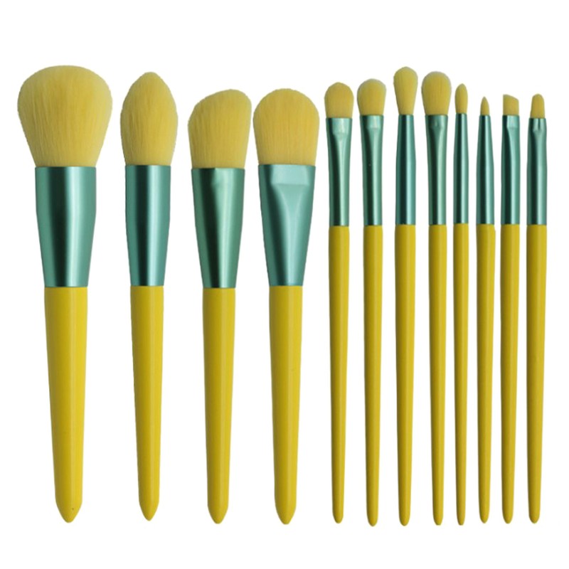 12pcs Cosmetic Brush Set Synthetic Fiber Wooden Handle Professional Makeup