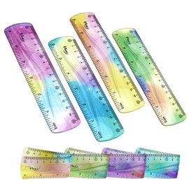 4 PCS Bendable Small Ruler 6 Inches Colorful Plastic Rulers for Drawing for Student School Office with Metric and Inches Drafting Measuring Tools(6 inches 4pcs)…