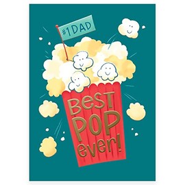 Happy Fathers Day Cards to Dad from Kids Funny Fathers Day Wishes, Happy Fathers Day Message, Fathers Day Greetings, "Best Pop Popcorn" Greeting Cards, 5" x 7" Father's Day Card
