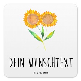 Mr. & Mrs. Panda 10er Set Personalisiertes Untersetzer Set Blume Sonnenblume - Personalisierte Geschenke, Blumen, Frühlings Deko, Garten, Freundin,