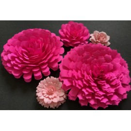 Unbranded Paper Flowers 3-D Handcrafted 5 pcs Pink DIY Wedding Party Decor Craft Backdrop
