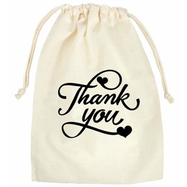 Weefair Thank You Favor Bags | Recovery Kit Cotton Drawstring Bags, Bachelorette Party Hangover Wedding Set of 10 Natural Cream White, 5 x 7 Inches (WFR_HKIT_TNKU21)