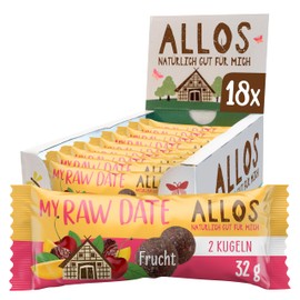 Allos My Raw Date Fruit, Bliss Balls, Energy Balls, 100% Organic, Vegan, 18 x 32 g