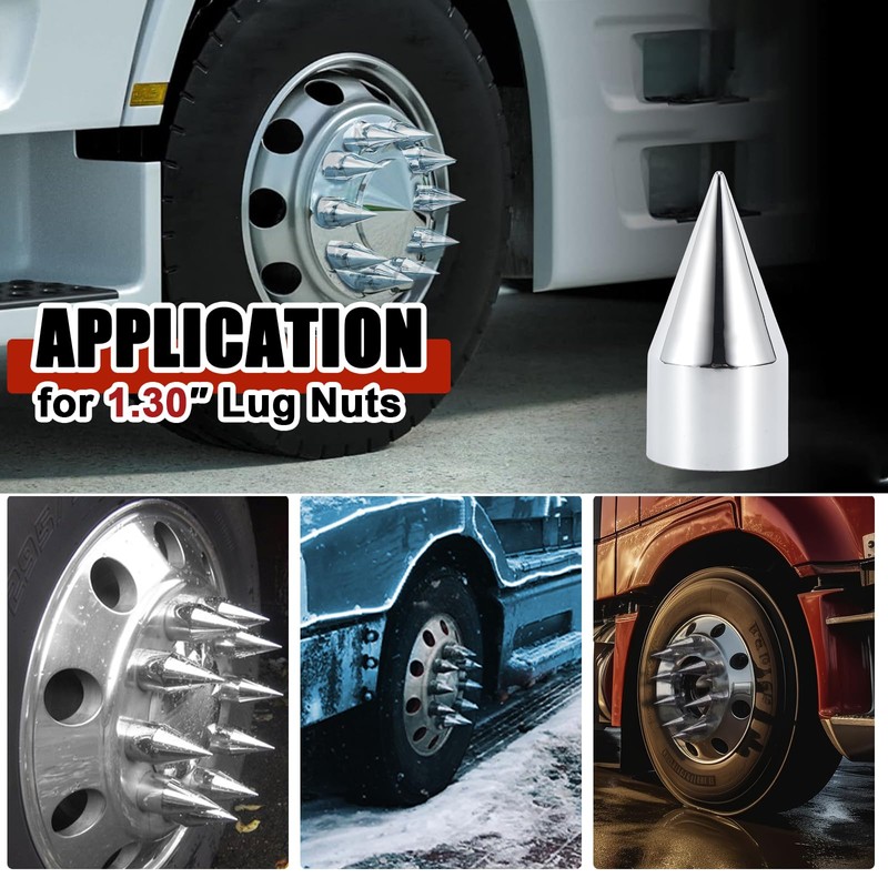 Cabtherlyn 33mm x 4 1/4" Chromed Spike Lug Nuts Covers