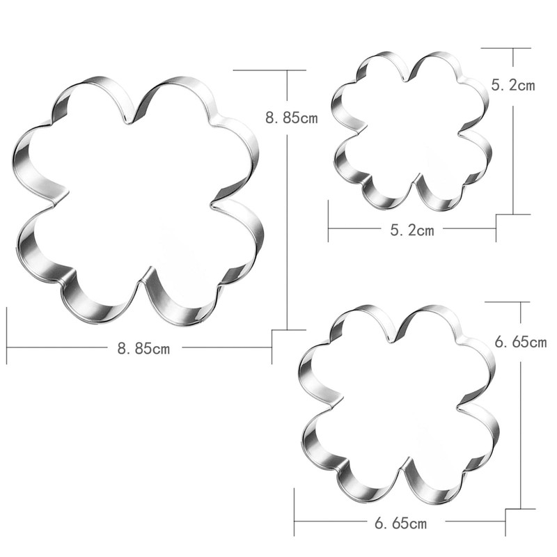 UKoosien 4 Leaf Clover Cookie Cutter Set-Size 3.5" 2.6" 2"-3
