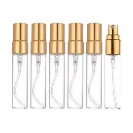 5ml Mini transparent Refillable Atomizer Spray Travel Perfume Bottle Hydrating Empty Bottle for Party Portable Makeup Tool 10pcs (Gold)