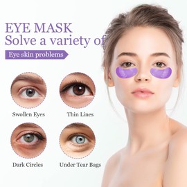 LOPHE Eye Pads 30 Paare, Eye Patches Kühlende und Erfrischende, Augenpads Gegen Augenringe Feuchtigkeitsspendend, Reduzieren Falten, Lavendel-Augenmaske