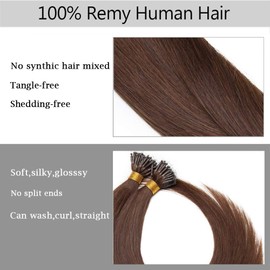 24 inch SEGO Nano Ring Tip Hair Extensions Real Human Hair [1g*50Strands] #4 Medium Brown Micro Loop Beads Pre Bonded Remy Hair Straight (50g)