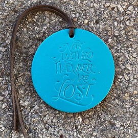 Air Flair | Leather Car Air Freshener | Not All Who are Lost (Turquoise, Leather Scent)