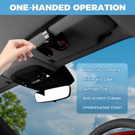 ROSON Sunglass Holder for Car Visor, 2 Pack Universal Glasses Sun Visor Clip, Durable Eyeglasses Hanger with Anti-Slip Silicone Pads, Auto Interior Accessories for Most Vehicles, SUV, Truck (Black)