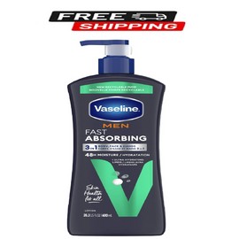 Vaseline Men Fast Absorbing 3-in-1 Face, Hands & Body Lotion for Men Dry Skin, 2