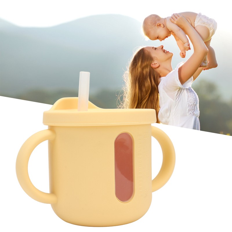 Silicone Sippy Cups Double Handles Lightweight Toddler Training Cup with