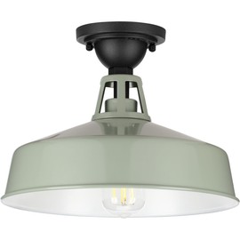 Progress Lighting Cedar Springs Collection 1-Light Farmhouse Outdoor Semi-Flush Mount Light Pistachio, Green, 9.50x13.25x13.25