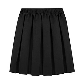 MOLLY MALOU Girls School Uniform Skirts Back to School Box Pleated Round Elasticated Skirts 2-16 Years (15-16 Years, Black)