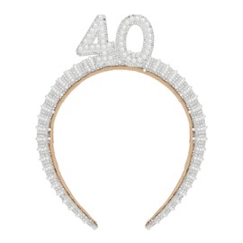 ANBALA 40th Birthday Headband 40th Birthday Decorations Pearl Headbands 40th birthday Rhinestone Headband 40th Birthday Gifts Fabulous Hairband for Her