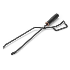 Fire Tong Insulated Wooden Handle Enhanced Grip Log Grabber Firewood Scissors Camping Supplies Black