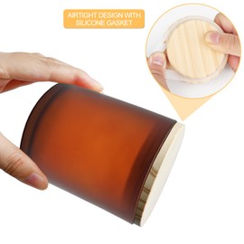 SHOWIN 10 OZ Thick Candle Jars for Making Candles 15 Pcs, Empty Jars with Wood Lids for Candle Making, Sample Container, Frosted Brown