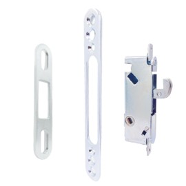 elox Sliding Patio Door Lock with 45 Degree Keyway, Adjustable Bolt Projection, Round End Faceplate, Suitable for Glass Door, Narrow Stile Aluminum and Wooden Door (22mm Backset, Zinc Plated)