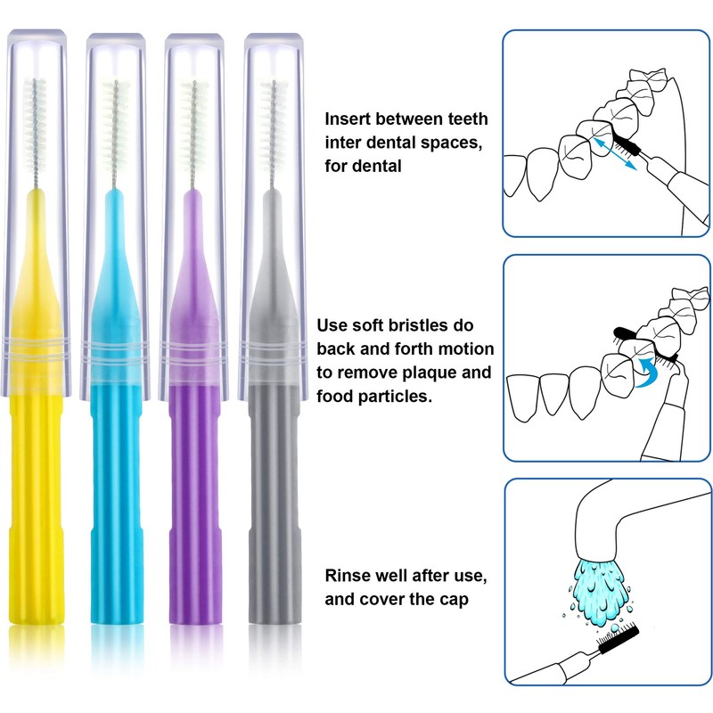 Patelai 100 Pieces Braces Brush for Cleaner Interdental Brush Toothpick