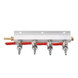 Distribuidor de Gas y Aire Co2 de 4 Vías, Divisor de Cerveza, Material de Acero Inoxidable, Latón y Aluminio Duradero, Fácil Instalación, Múltiples Líneas, Caída de Presión de 2