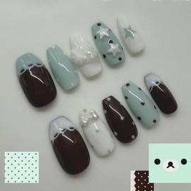 Cozy Love Mint Choco Handmade Nail Tips - Oval / 코지 러브 민트초코 수제네일팁 - 오벌
