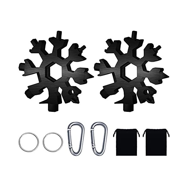 FZENeast Snowflake Multitool, 2 Pcs 18-in-1 Stainless Steel Snowflake Standard