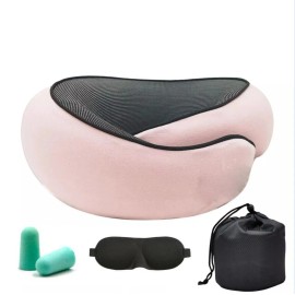 Neck Travel Pillow Memory Foam 360° Headrest for Plane Car 40oz Rose Tumbler