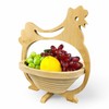 GMMH Foldable Basket Bamboo Decorative Bowl, Fruit Bowl, Wood Chicken