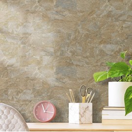 AULIGET 100-Piece Peel and Stick Backsplash Wall Tiles, 3" x 6" PVC Sandstone Faux Stick on Tiles for Backsplash Kitchen, Bathroom, Laundry Room, Camper, Fireplace