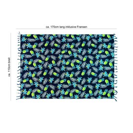 SAIVONA Pareo Sarong Tuch Damen - Wickelrock Strand - Strandtuch Blickdicht als Wickeltuch oder - Handtuchkleid und Wickelkleid Damen - Handarbeit aus Fair Trade Herstellung Batik Blau Blume