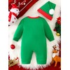 IURNXB Baby Christmas Outfit Green Elf Romper with Festive Gingerbread