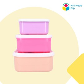 My sweety pop - Set of 3 Minnie Mouse snack boxes - Lunch box - For children - Nursery - Kindergarten - School - Holiday - Meal - 11.5 cm