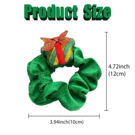 3 Pcs Christmas Hair Scrunchies for Women, Cute Soft Velvet Elk Santa Claus Elastic Bands Ponytail Holder, Scrunchy Hair Ties Ropes for Christmas Accessories for Girls Supplies (Green, Red, Brown)