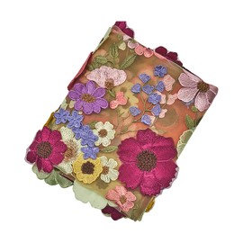 Tela de encaje clásica, 2 yardas, elegante, multicolor, girasol, bordado completo, tela de encaje de malla suave para bricolaje, vestido de fiesta