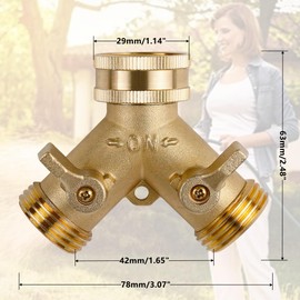 Water Connection Distributor, Y Shaped Distributor, 3/4 Inch Two-Way Splitter with Independent Switch Water Pipe Connection Distributor, Used for Washing Machines, Kitchens, Gardens, Lawns
