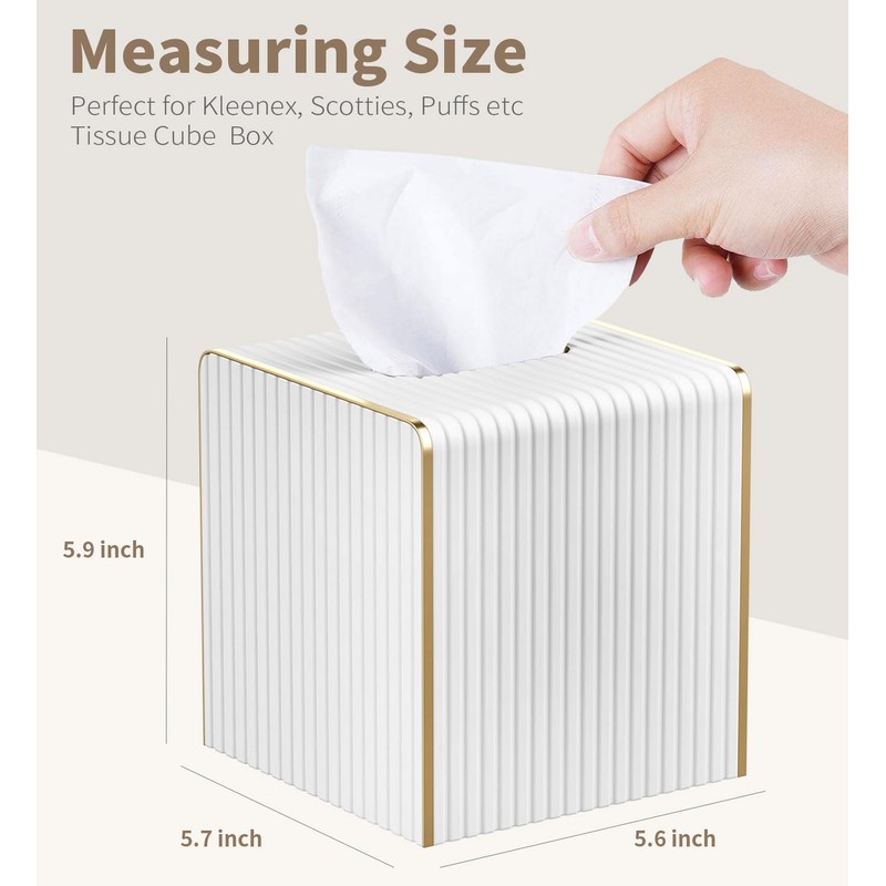 Tissue Box Cover Square with Magnetic Closure, PU Leather Tissue