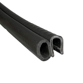 Trim Seal with Side Bulb | PVC Plastic Trim with EPDM Rubber Bulb Seal | Fits 1/4” Edge, 3/8” Bulb Seal Diameter (25 Feet)