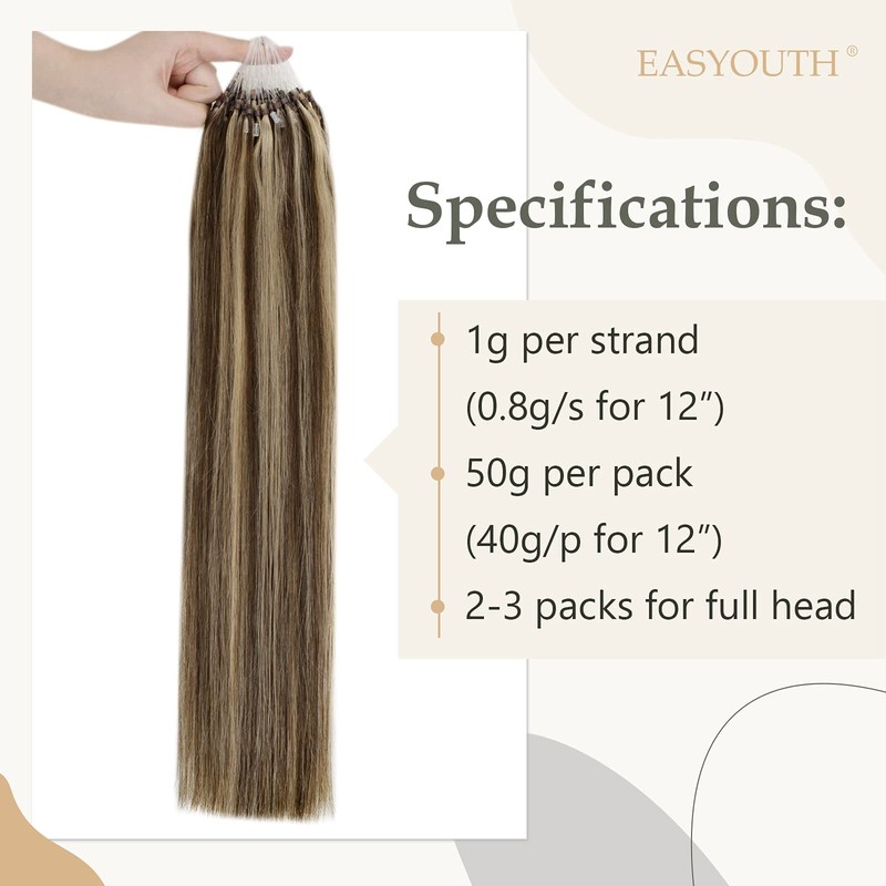 Easyouth Brown Micro Ring Extensions Highlighted Micro Ring Real Hair